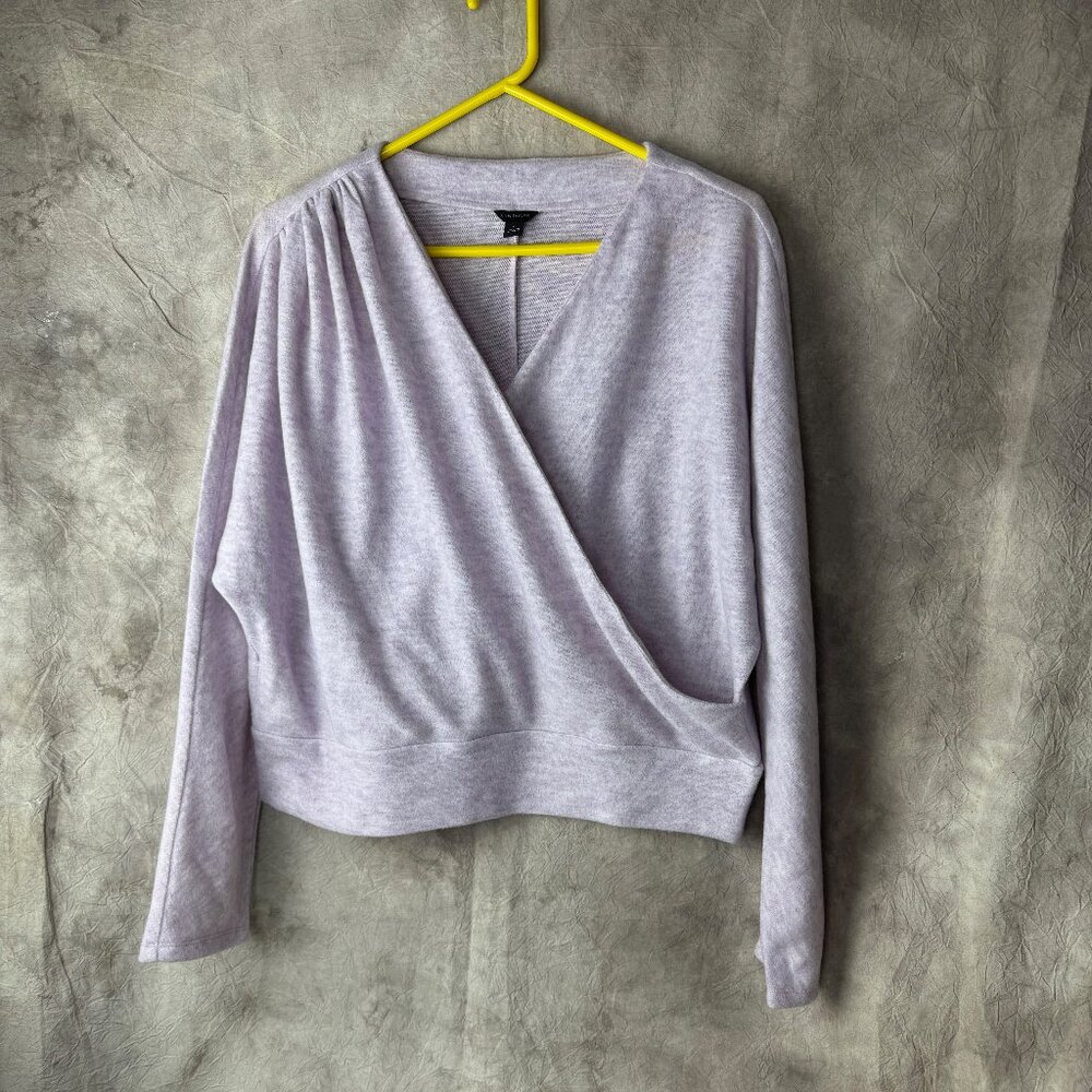 Ann Taylor V neck Wrap Sweater XL Purple  Soft wrap front pullover